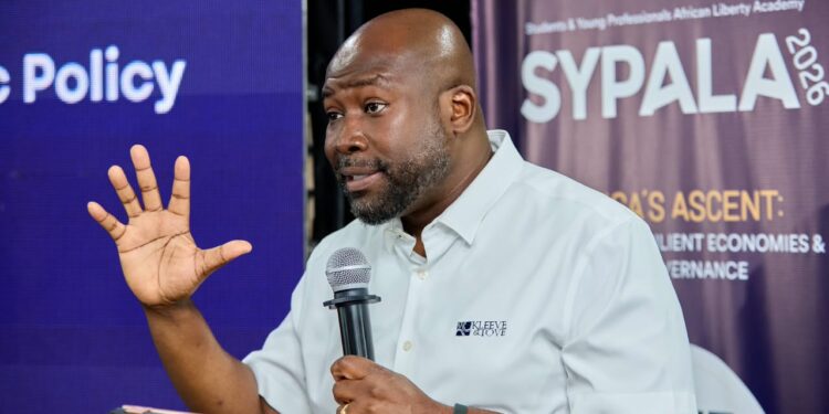 Senyo K. Hosi, Convener of the One Ghana Movement, addresses participants at SYPALA 2026 during his session "Beyond Politics: How Businesses and Public Policy Can Drive Africa's Transformation.