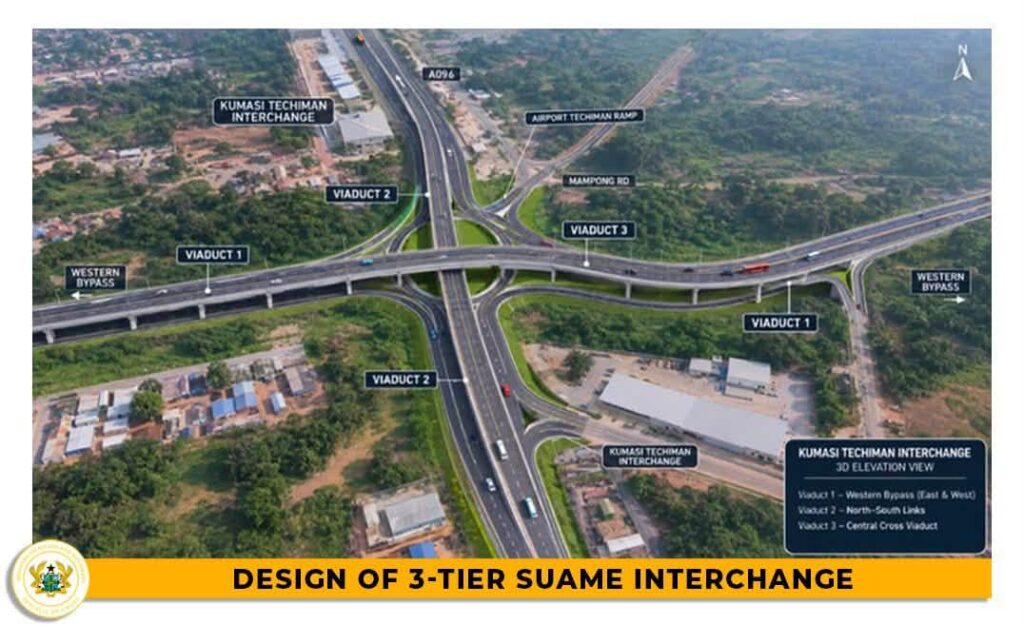 Suame Interchange Phase 2 Now 87% Complete, Set to Open in October 3 Design of the 3-Tier Suame Interchange