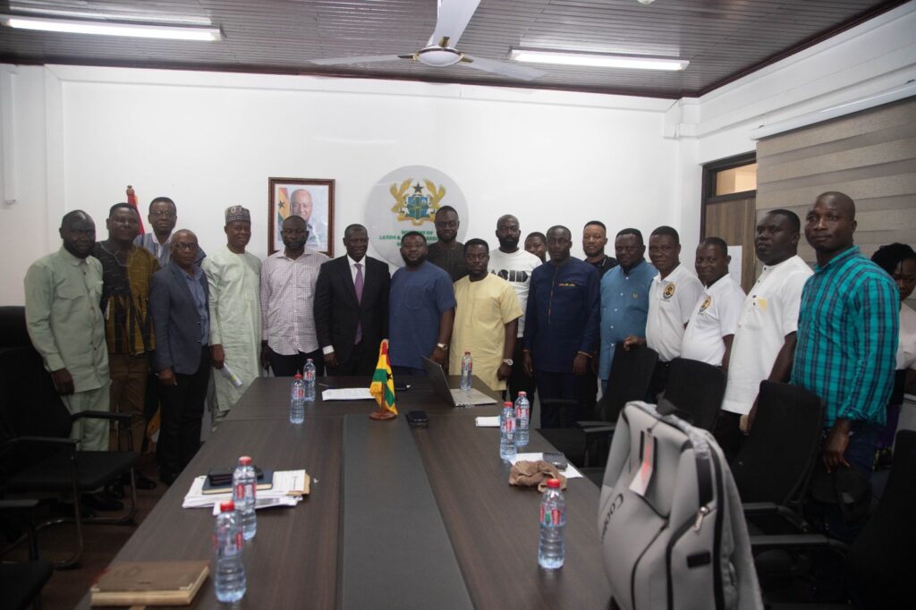 Lands Minister Reassures Government’s Support for Responsible Small-Scale Mining 3 Honourable Emmanuel Armah-Kofi Buah with members of the National Concerned Small Scale Miners Association