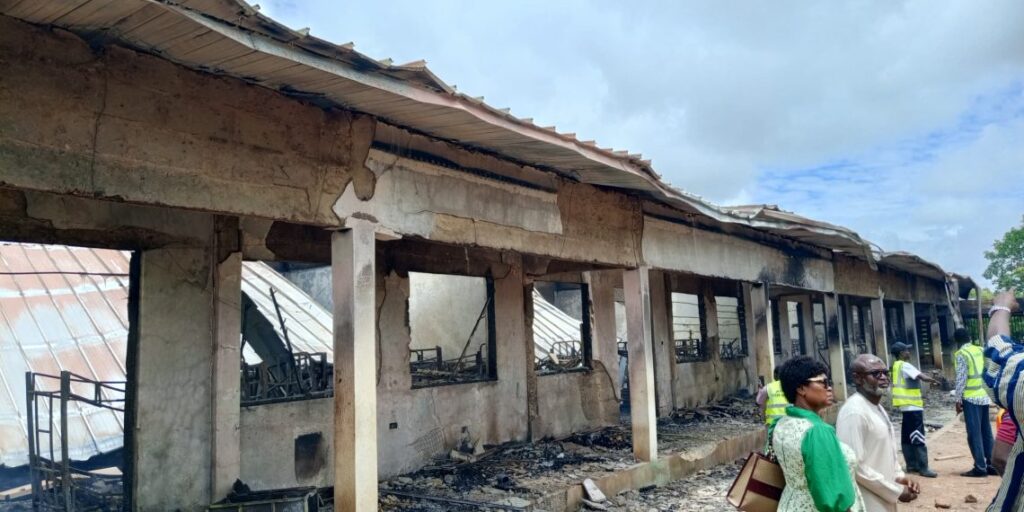 138 Students Lose Belongings In Wa Islamic SHS Dormitory Fire 2 fire scene at Wa Islamic Senior High
