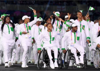 Team Nigeria at the opening ceremony of the 2026 Commonwealth Games in Glasgow
