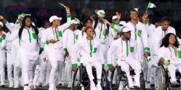 Team Nigeria at the opening ceremony of the 2026 Commonwealth Games in Glasgow