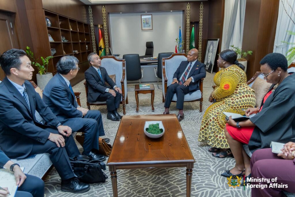 Ablakwa in discussion with Dr Wakata and his delegation during the courtesy call, where the Minister pledged the Ministry's support for partnerships advancing Ghana's space science ambitions. Photo: Ministry of Foreign Affairs