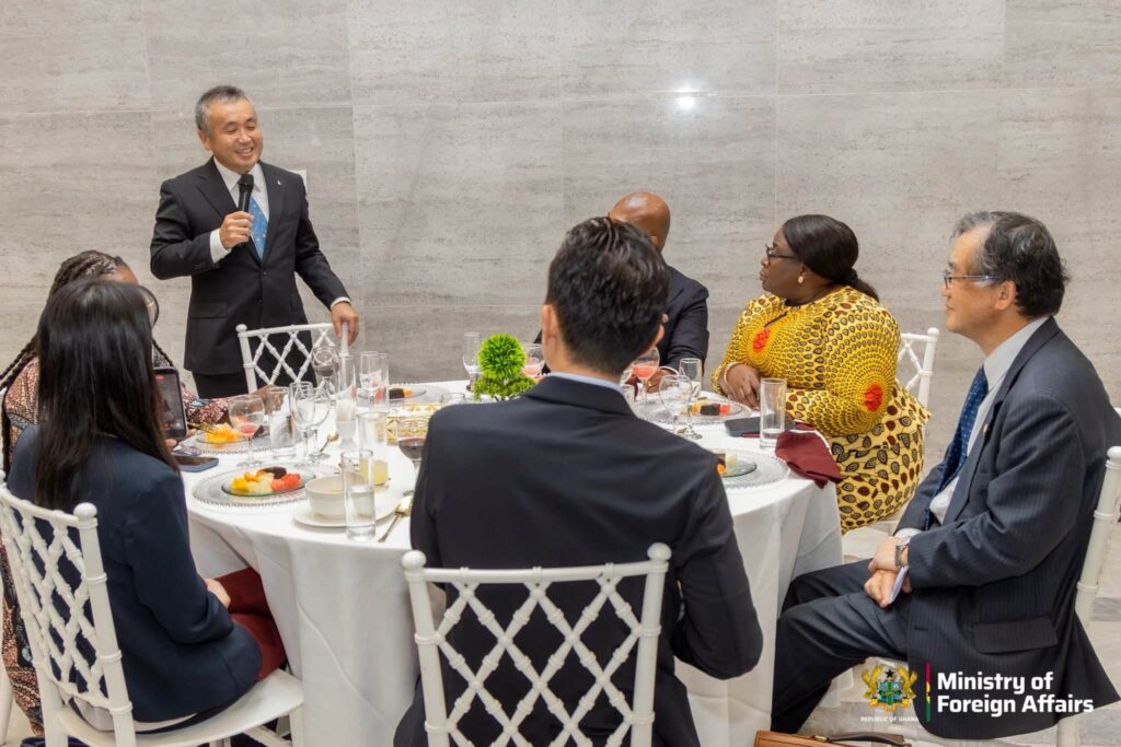 Dr Wakata addresses guests at the dinner, sharing lessons from five space missions and 504 days in orbit with Ghanaian officials and academics. Photo: Ministry of Foreign Affairs