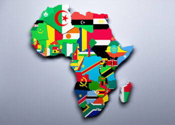 AFRICA MAP WITH FLAGS OF THE COUNTRIES