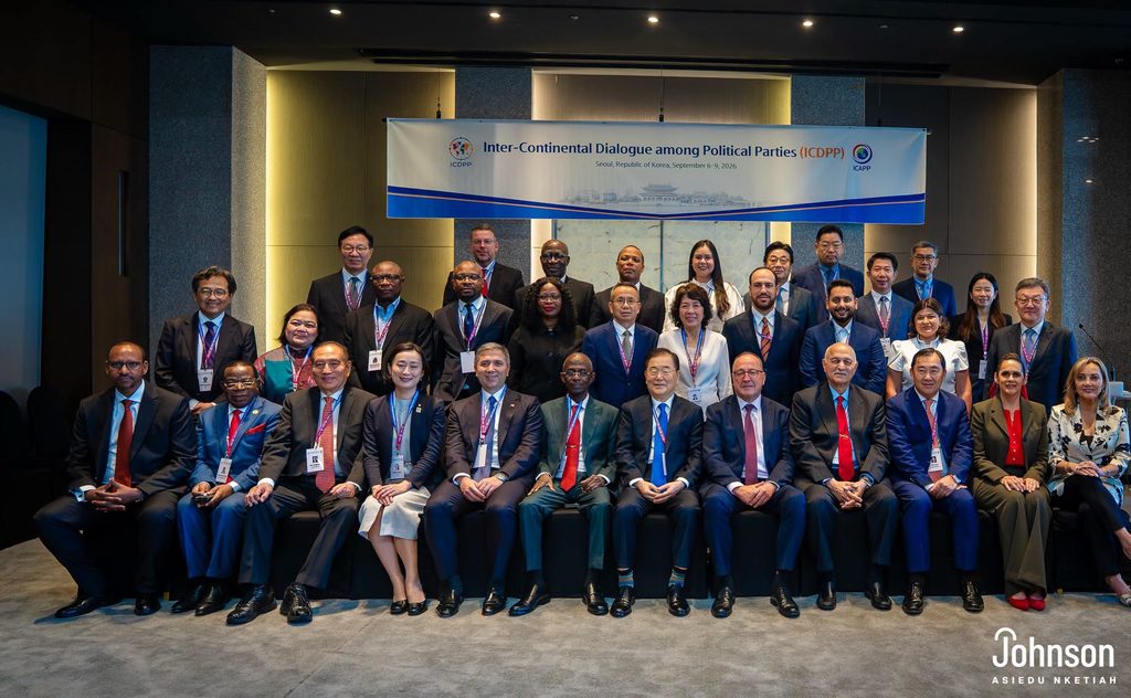 Asiedu Nketiah: Political Parties Must Prepare to Govern, Not Just Win 2 Delegates pose at the Inter-Continental Dialogue among Political Parties (ICDPP) in Seoul, running from September 6 to 9, 2026, bringing together political party representatives from across the world.