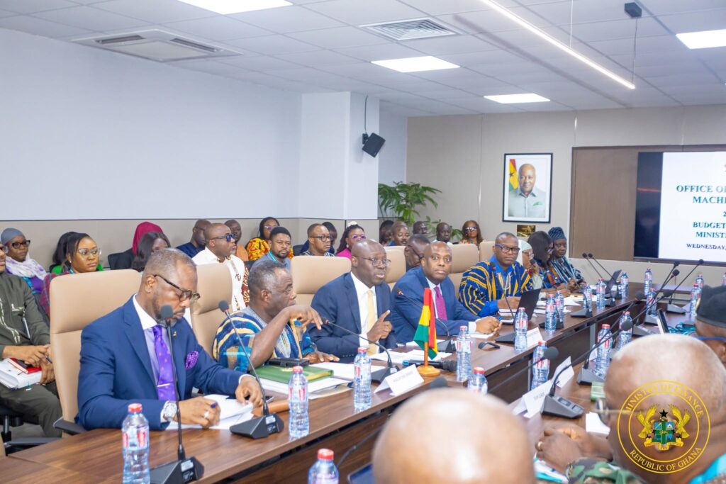 US$2bn Jobs Plan Raises 2027 Budget Financing Question 5 A wide view of the hearing as the Office of Government Machinery presents its estimates before the Finance Minister and his team. Photo: Ministry of Finance