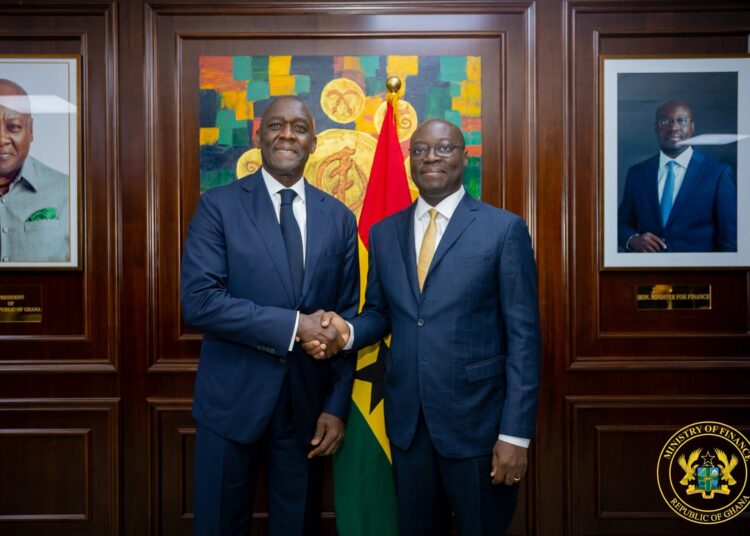 IFC Pipeline Raises Ghana’s Productive Investment Stakes 1 IFC Managing Director Makhtar Diop and Finance Minister Dr. Cassiel Ato Forson pose for a photograph at the Ministry of Finance in Accra.
