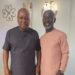 President John Dramani Mahama with Captain Prince Kofi Amoabeng (Rtd) following their meeting at the President's private residence on Tuesday.