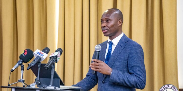 Government Statistician Dr Alhassan Iddrisu presenting
