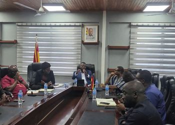 Officials from IMANI and the Ministry of Youth Development and Empowerment engage in discussion during the strategic dialogue held at the Ministry's Accra premises