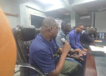 IMANI's Vice President Selorm Branttie speaks during the session, part of the delegation's evaluation of the Ministry's fiscal constraints, programme conversion metrics and institutional architecture.