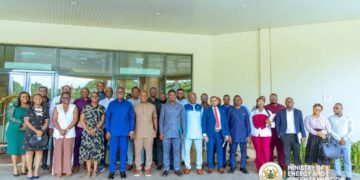 Photo of the Minister of Energy and Green Transition, Dr John Abdulai Jinapor with CBOD Team