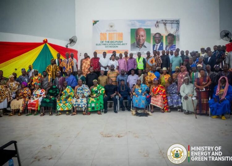 Photo from engagement; the Turnkey Electrification Project, implemented by Le Grino Ltd, launched at Dambai College