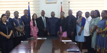 GSA Director-General Prof. George Agyei with the Delegation from Cocoa-Cola Equatorial Africa Ltd and Senior GSA Officials after the Engagement at GSA Head Office in Accra.