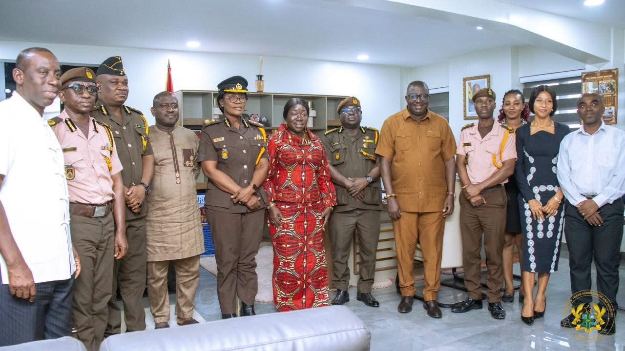 Trade Minister Hon. Elizabeth Ofosu-Adjare with the Leadership of Ghana Prisons Service After their Meeting in Accra