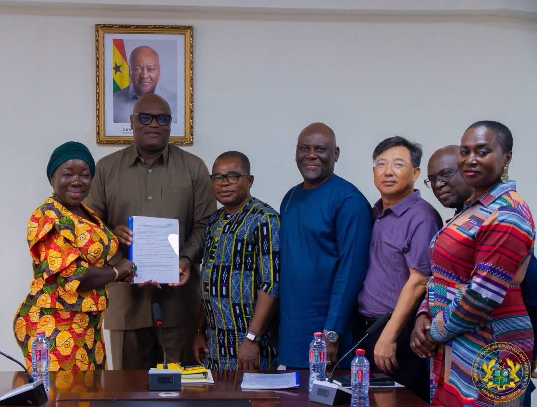 Trade Minister Hon. Elizabeth Ofosu-Adjare With GIPC, GUTA and NUTAG Officials After Receiving their Report on Retail Trade Compliance in Accra