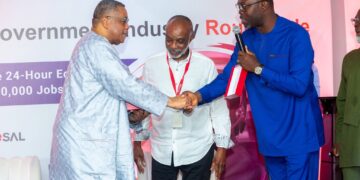 BOSAG CEO, Mr. David Gowu Sharing Greetings With the Presidential Adviser on the 24-Hour Economy and Accelerated  Export Development Mr. Goosie Tanor