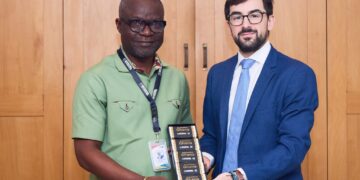 GEPA CEO, Francis Kojo Kwarteng Arthur Esq. Presenting a Made-In-Ghana Products to the Spanish Economic and Commercial Office in Accra