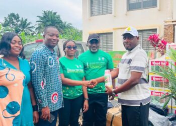 Officials of OPDAG and TCDA During a Handover of Agricultural Inputs, Including Weedicdes and Other Farm Equipment to Support Oil Palm Smallholders