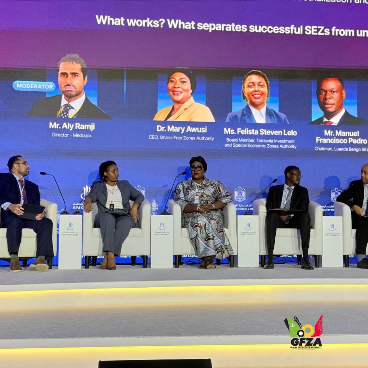 GFZA CEO, Dr. Mary Awusi During the Panel on African SEZs at the AIM Congress 2026 in Dubai