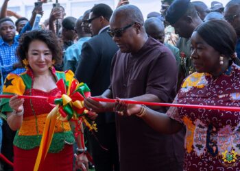 President Mahama, Madam Yang Yang together with Some Government Officials and Stakeholders at the Commissioning of the third Assembly Plant of Zonda Tec Ltd in Tema