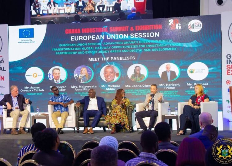 Panellist Seated and Having Discussion at the Ghana Industrial Summit and Exhibition