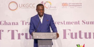 Mr. Lateef Apau Wiredu Deputy CEO of Ghana Free Zones Authority Addressing Stakeholders at the Ghana-UK Summit