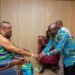Agric Minister Engages Ga Mantse as Maize Production Exceeds Demand 12 Hon. Eric Opoku Minister for Food and Agriculture at the Ga Mnatse Place Paying Homage to the Stool while Engaging on Maize Production Demand