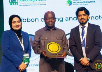 Deputy Trade Minister Ho. Samspon Ahi at the Ghana-India Agribusiness Partnership in Accra Today