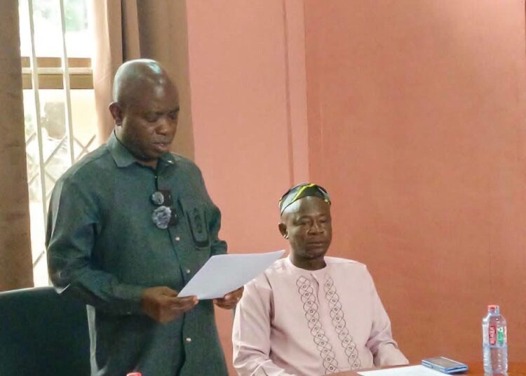 Deputy Minister for Trade and Agribusiness, Hon. Sampson Ahi Leading the Inauguration of the 11-Member Board to Govern the Yoo Rice Factory