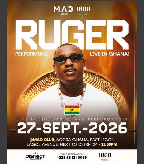 Ruger Set to Perform Live at MAD Club Accra 1 Ruger. Afrobeat Singer