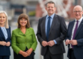 First Minister of Northern Ireland Michelle O'Neill, Sinn Fein leader Mary Lou McDonald, First Minister of Wales Rhun ap Iorwerth and First Minister of Scotland John Swinney pictured in Cardiff