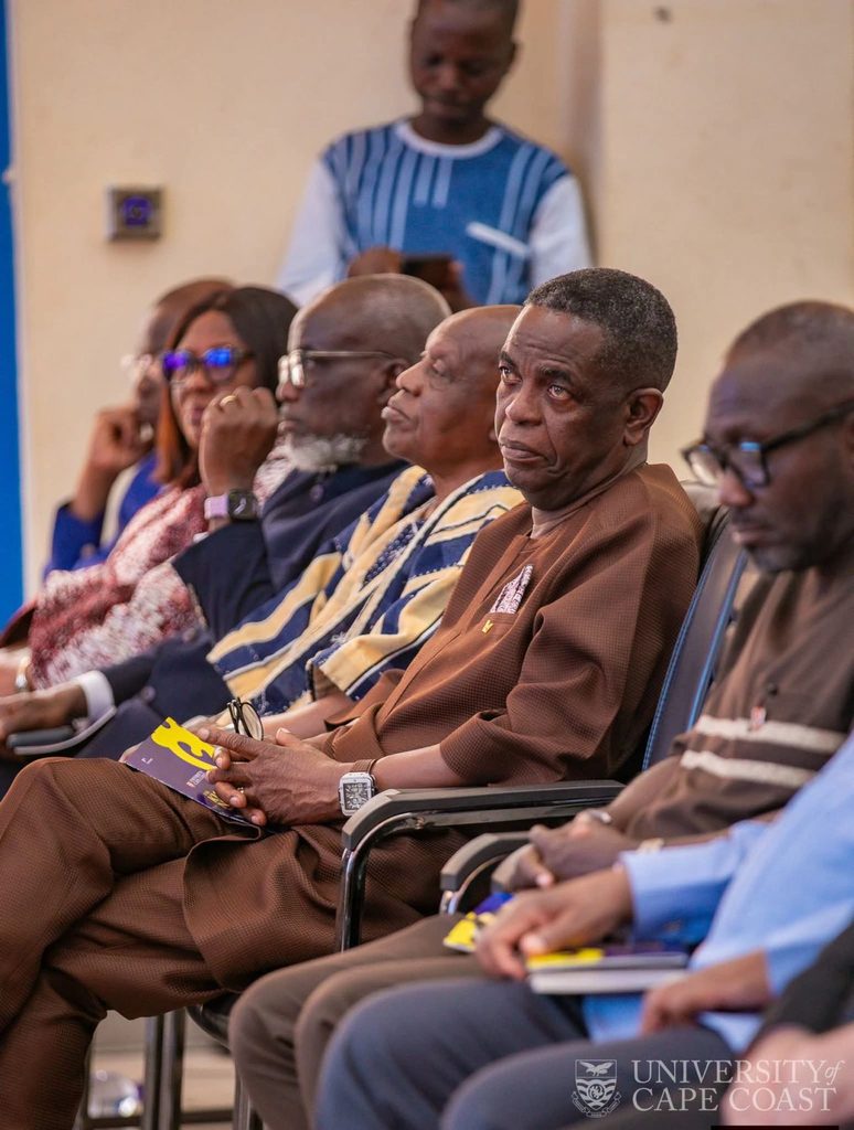 Kwesi Pratt Jnr. sitting at the lecture of the 15th Kwame Nkrumah Memorial Lectures at the University of Cape Coast, where he argued that no constitution enforces itself. Photo: University of Cape Coast