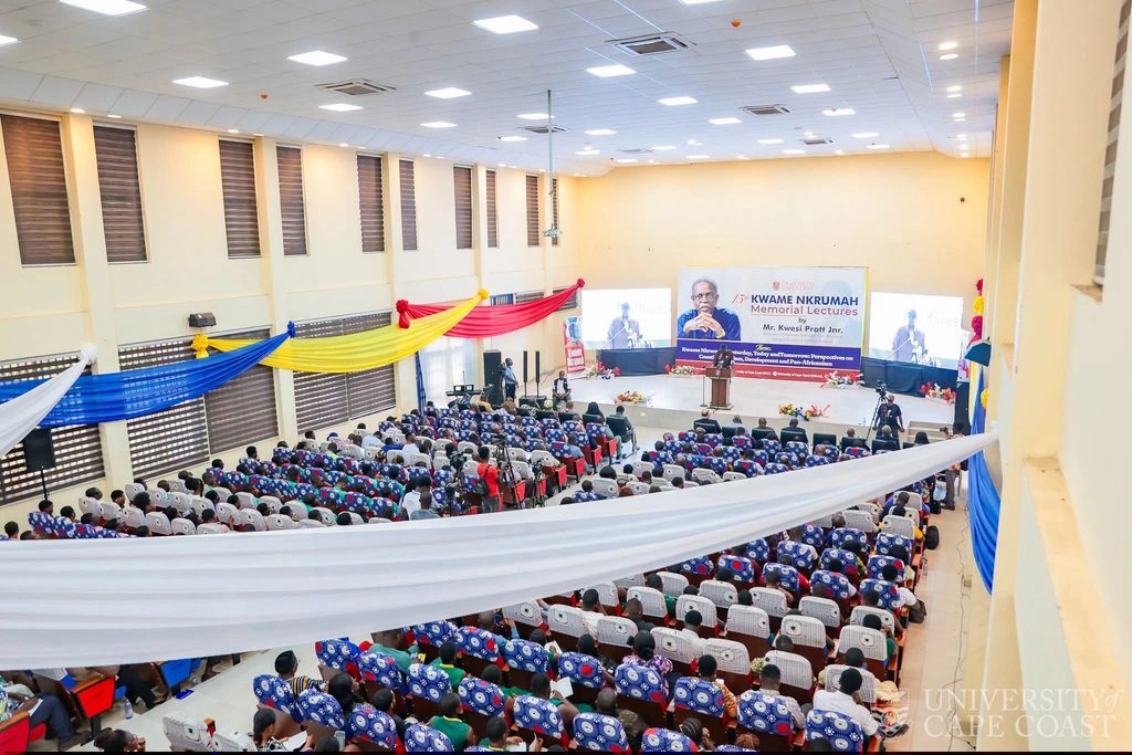 A full auditorium at the University of Cape Coast for the 15th Kwame Nkrumah Memorial Lectures, delivered on the theme "Kwame Nkrumah, Yesterday, Today and Tomorrow: Perspectives on Constitutionalism, Development and Pan-Africanism." Photo: University of Cape Coast