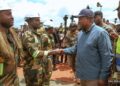 Gomoa Special Economic Zone Roads Assigned to 48 Engineers Regiment 9 President Mahama greeting soldiers of the 48 Engineer Regiment at the Accra-Kumasi Expressway site
