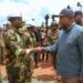 President Mahama greeting soldiers of the 48 Engineer Regiment at the Accra-Kumasi Expressway site