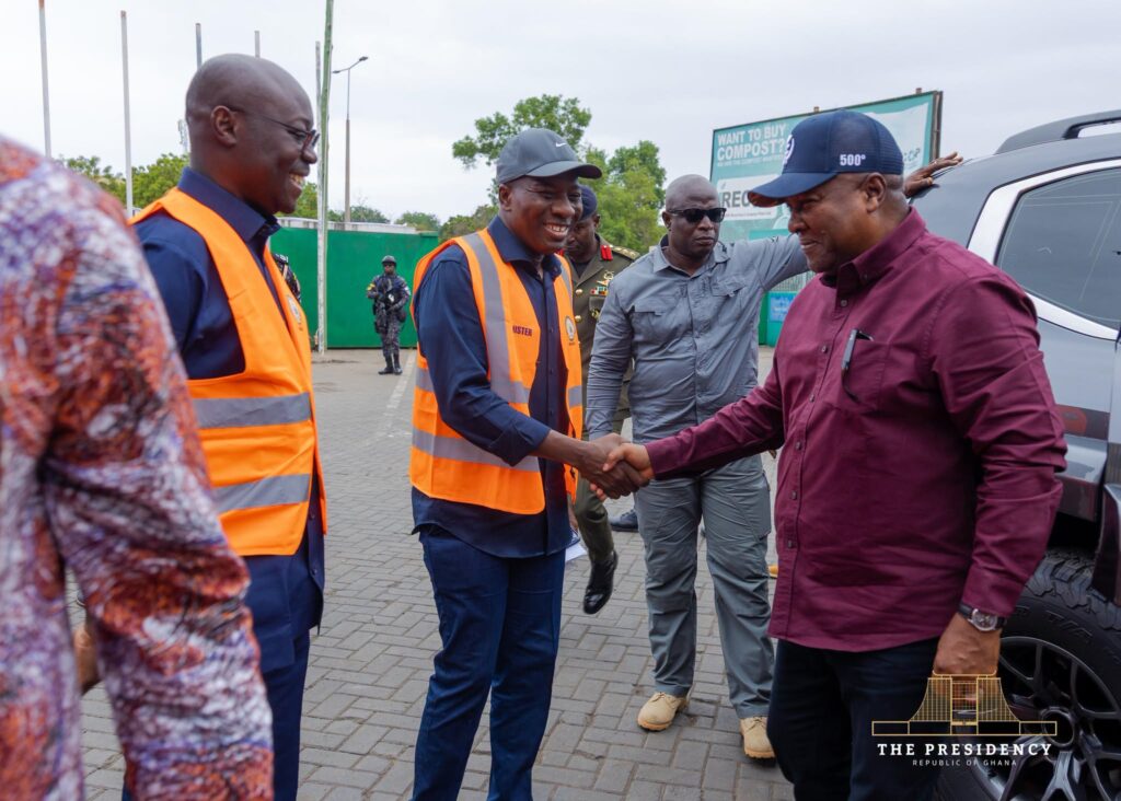 Mahama Unveils Agbogbloshie Urban Renewal Project As Waste Evacuation Begins 2 President John Dramani Mahama is received by officials on arrival for the commissioning of the Agbogbloshie waste evacuation exercise in Accra on Friday, 18 September 2026. Photo: The Presidency, Republic of Ghana