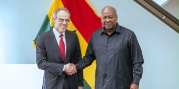 President John Dramani Mahama with David Zapolsky, Amazon's Senior Vice President and Chief Global Affairs and Legal Officer, during talks on the sidelines of the 81st UN General Assembly in New York. Photo: The Presidency, Republic of Ghana