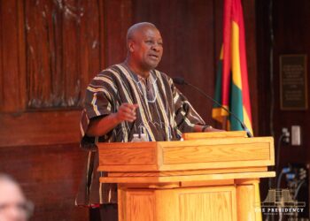 President John Dramani Mahama addresses the town hall meeting with the Ghanaian community in New York on Friday, 25 September 2026, at the close of his engagements around the 81st UN General Assembly. Photo: The Presidency, Republic of Ghana