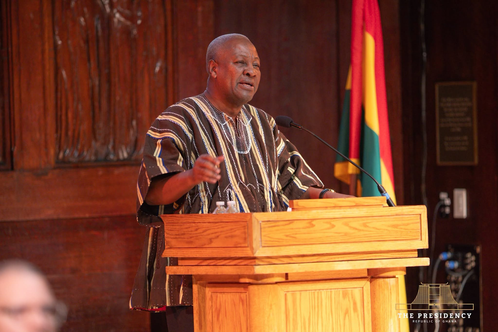 Mahama Outlines Ghana's Ambitious Healthcare Reforms to Meet SDG Targets 2 President John Dramani Mahama addresses the town hall meeting with the Ghanaian community in New York on Friday, 25 September 2026, at the close of his engagements around the 81st UN General Assembly. Photo: The Presidency, Republic of Ghana