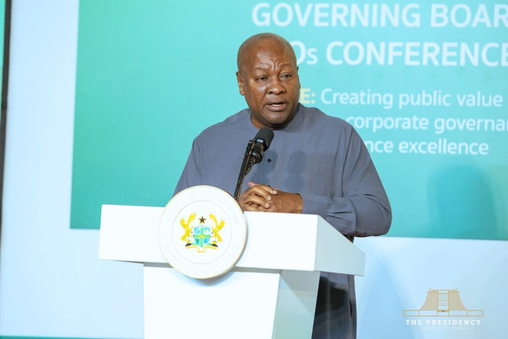 Compliance Gaps Are Unacceptable, Mahama Warns State Entity Boards 5 President John Dramani Mahama addresses the SIGA Governing Boards and CEOs' Conference in Accra on Thursday.