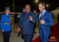 Mahama Joins 30 Nations in Belgrade to Mark NAM's 65 Years 7 President Mahama walks with his Serbian host along the tarmac after touchdown in Belgrade for the two-day NAM commemoration.