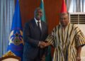 President John Dramani Mahama exchanges a handshake with International Finance Corporation (IFC) Managing Director Makhtar Diop at Jubilee House in Accra.