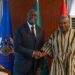 President John Dramani Mahama exchanges a handshake with International Finance Corporation (IFC) Managing Director Makhtar Diop at Jubilee House in Accra.