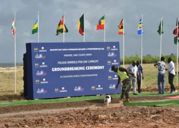 People at the ceremony launching the Dangote East Africa Petroleum Refinery in Lamu, Kenya