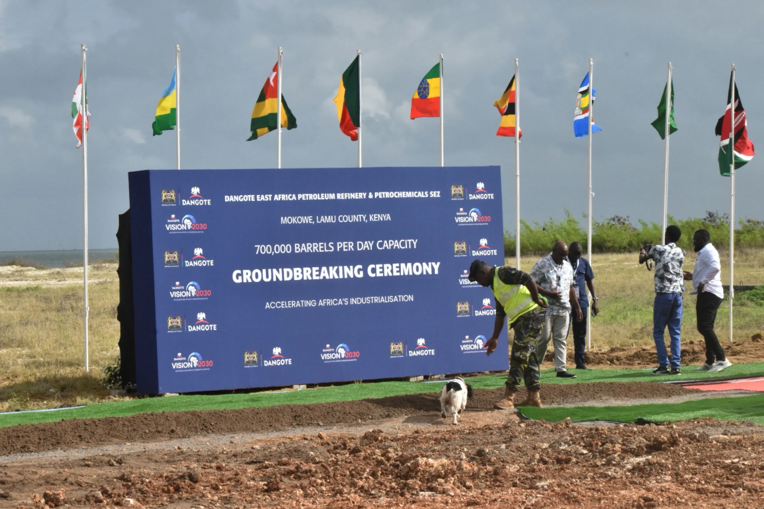 People at the ceremony launching the Dangote East Africa Petroleum Refinery in Lamu, Kenya