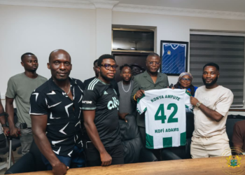 A delegation from the National Amputee Football Team pays a courtesy call on Hon. Kofi Iddie Adams