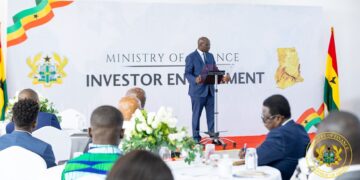 Finance Minister Dr Cassiel Ato Forson addressing investors in Ghana.