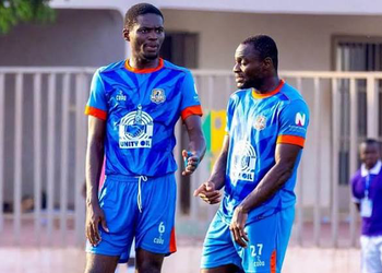 Nkrumah-Korsah Backs Nations FC to Overturn Deficit Against Diarra in CAF Confederation Cup 2 Dennis Nkrumah-Korsah in conversation his teammate in the FC Diarra game in Bamako